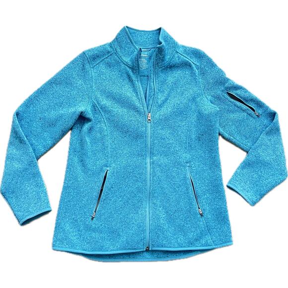L.L.Bean Teal Blue Fleece Full Zip Women's Sweater Long Sleeve Cozy Warm Knit M - Picture 1 of 4